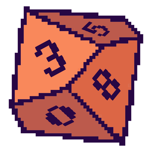 Orange Pixelwürfel mit Zahlen darauf PNG-Design