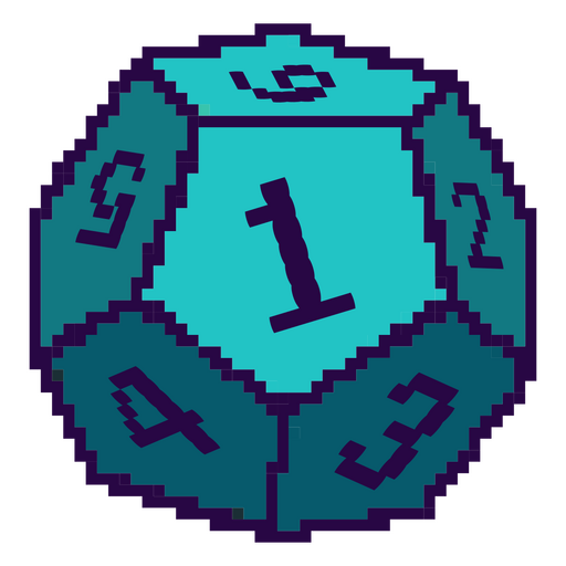 Blue pixel dice with numbers on it PNG Design