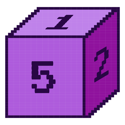 Cubo de píxeles morado con el número cinco Diseño PNG