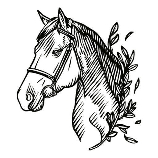 Desenho preto e branco de uma cabe?a de cavalo Desenho PNG