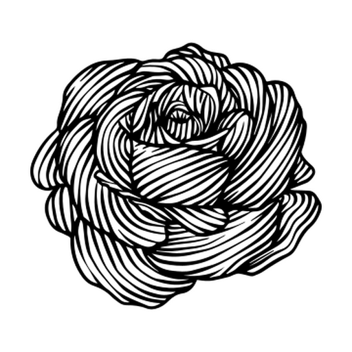 Dibujo en blanco y negro de una flor. Diseño PNG