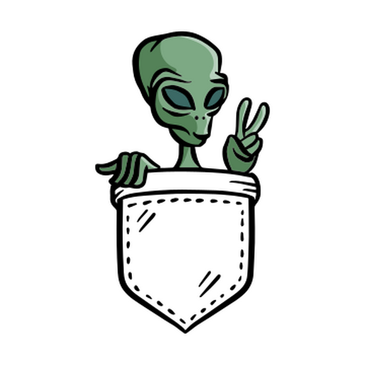 Alien em um traço de cor de bolso Desenho PNG