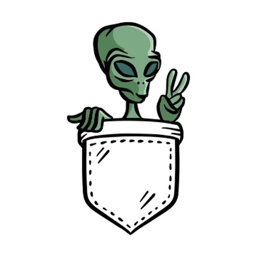 Alien in einem Taschenfarbstrich PNG-Design