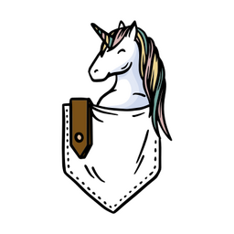 Unicórnio em um traço de cor de bolso Desenho PNG