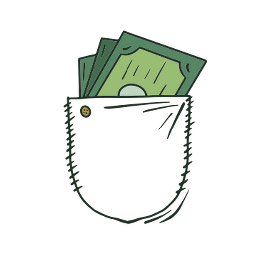 Bolsillo del que sale dinero Diseño PNG