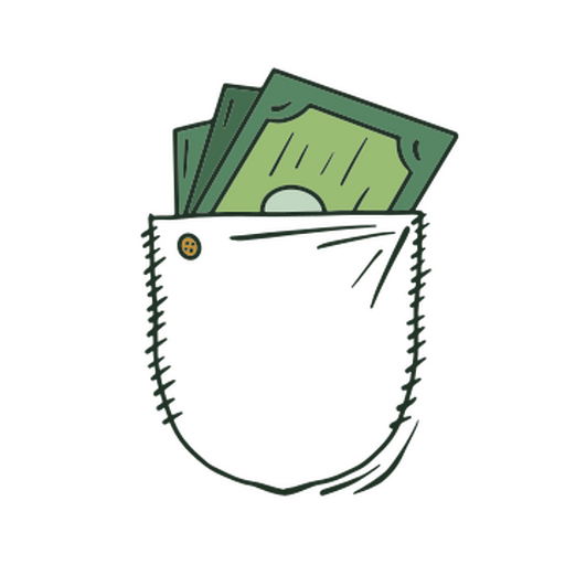 Pocket with money coming out of it PNG Design