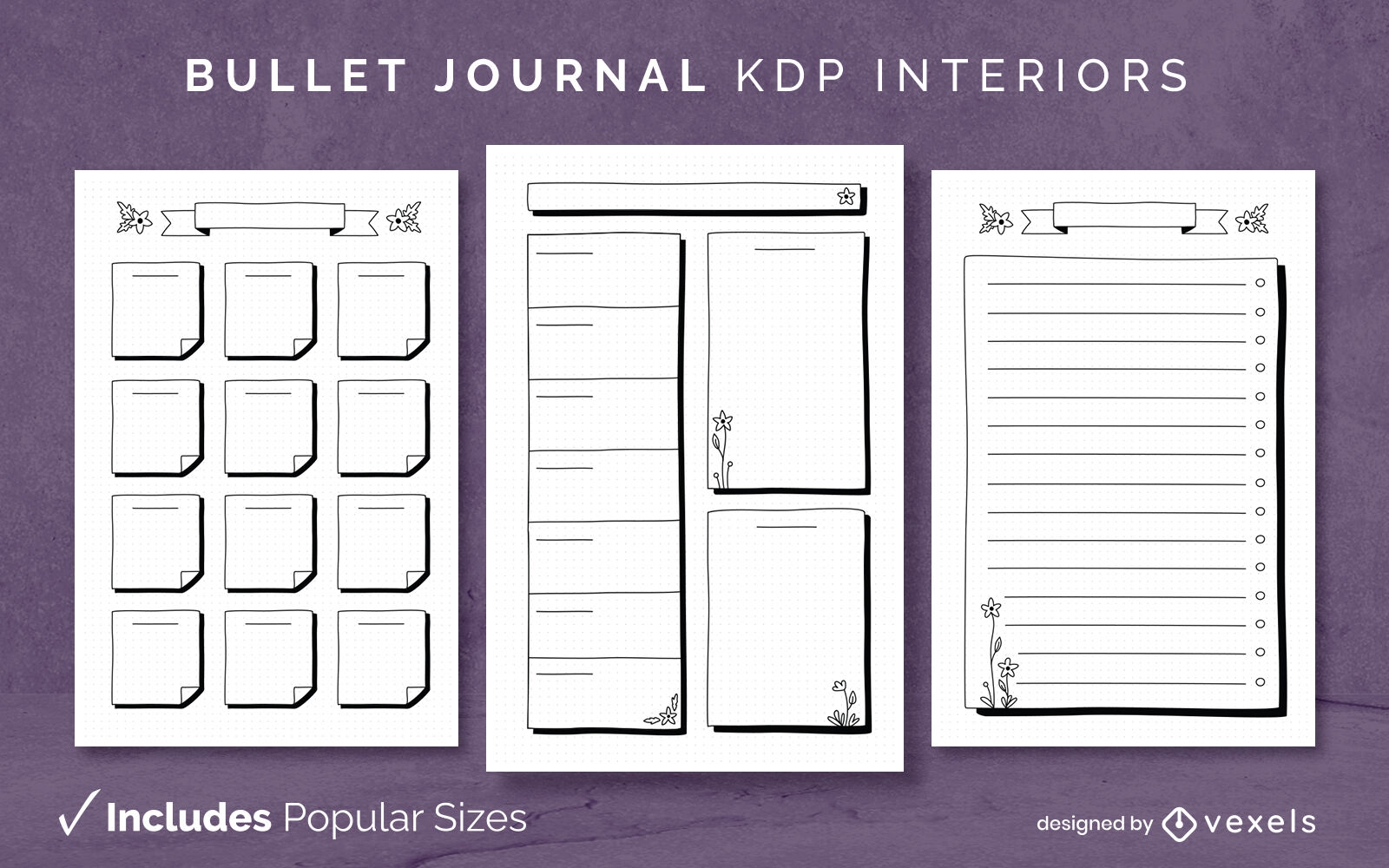 Blank bullet journal design template KDP