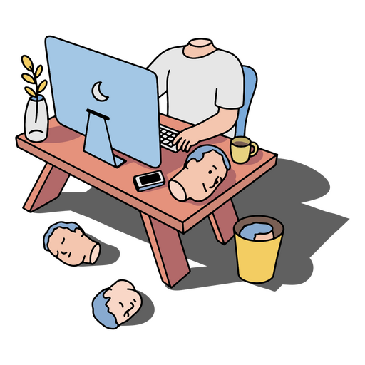Man sitting at a desk with a laptop PNG Design