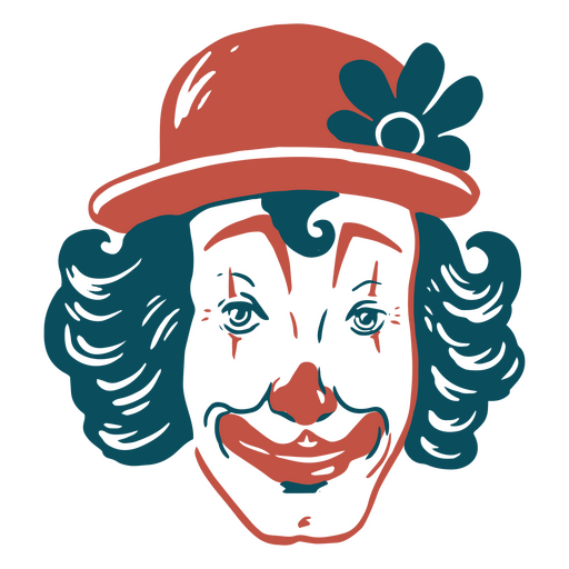 Clown in a hat with a flower in his hair PNG Design