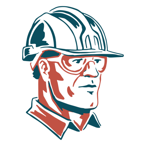 Man wearing a hard hat and glasses PNG Design