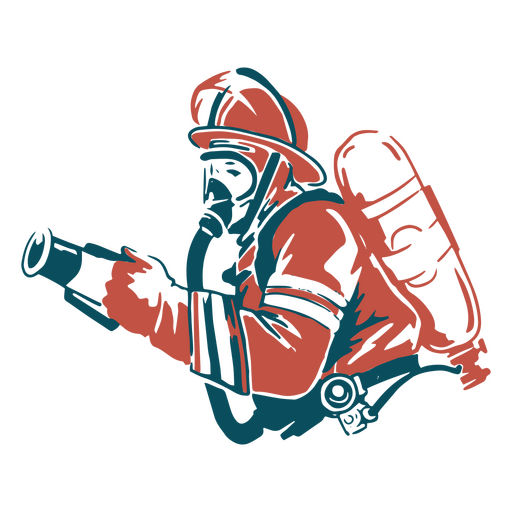 Firefighter holding a fire extinguisher PNG Design