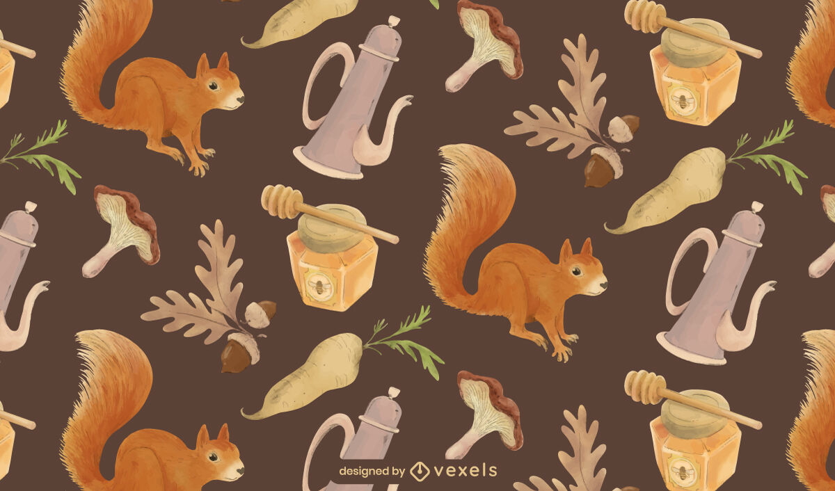 Design de padrão de esquilo de outono