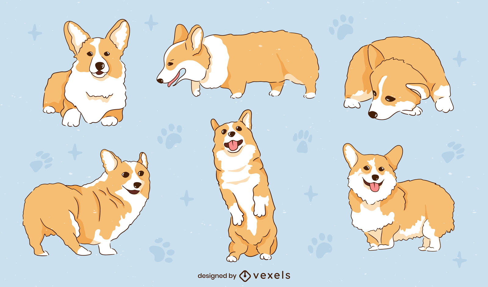 Conjunto de caracteres de cães Corgi