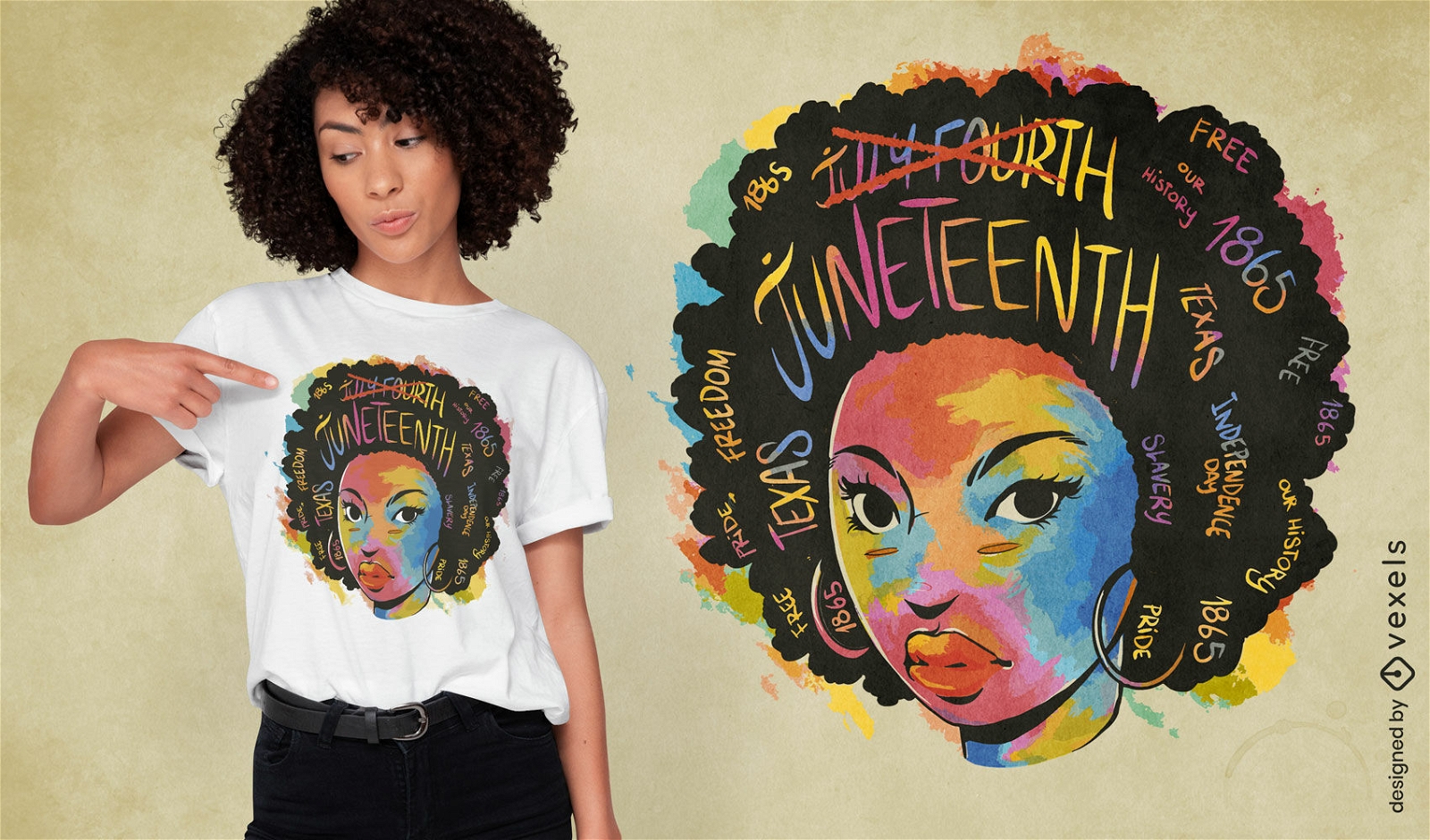 Design de camiseta de mulher negra Juneteenth