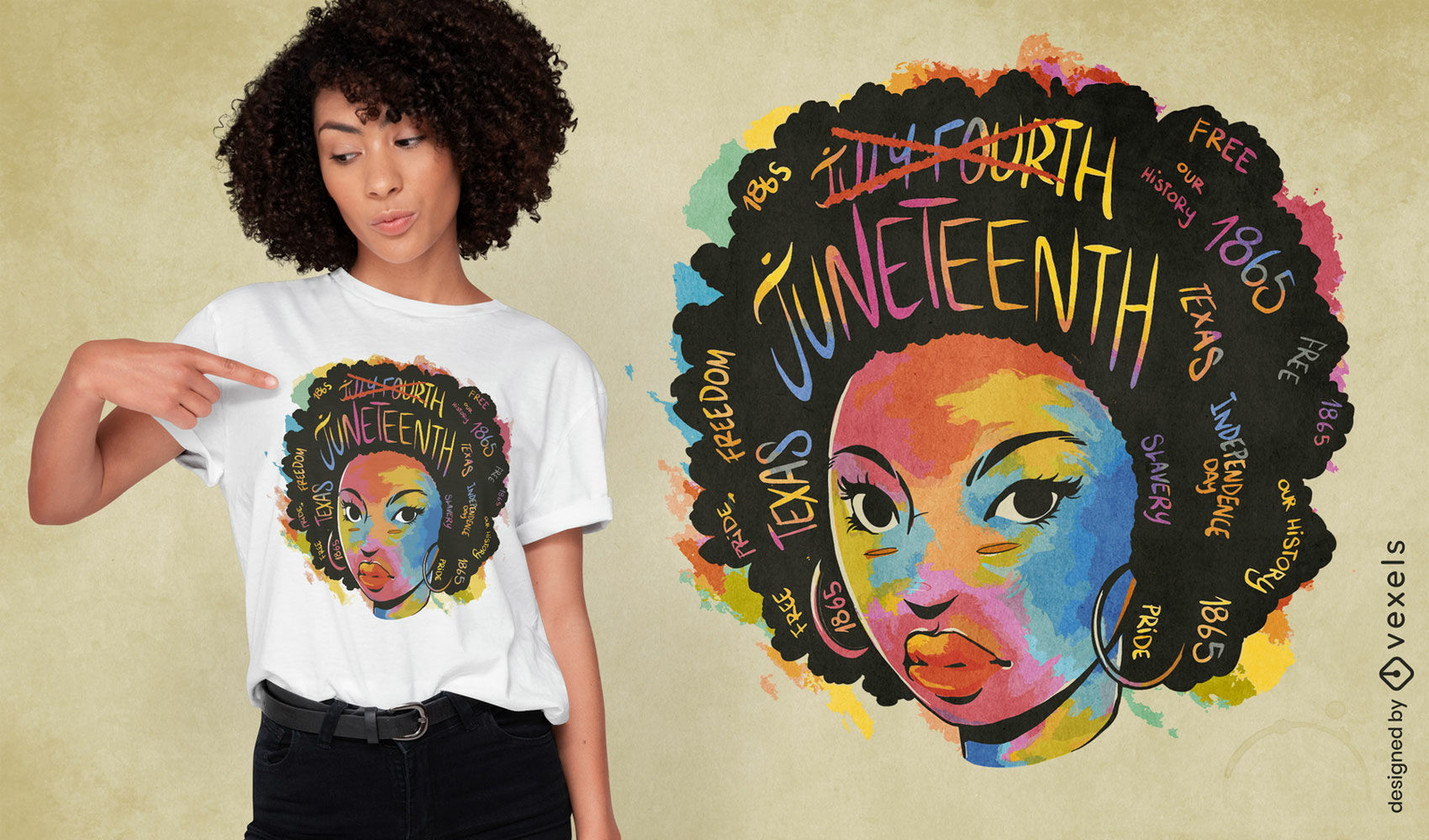 Diseño de camiseta de mujer negra Juneteenth