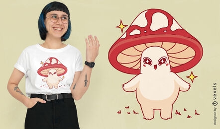Design de camiseta de personagem de cogumelo kawaii