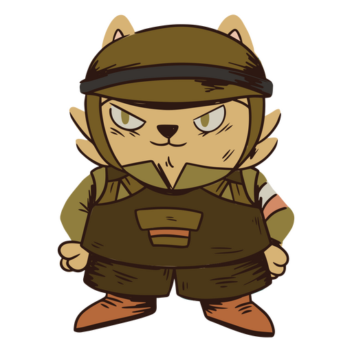 Cartoon cat in a military uniform PNG Design