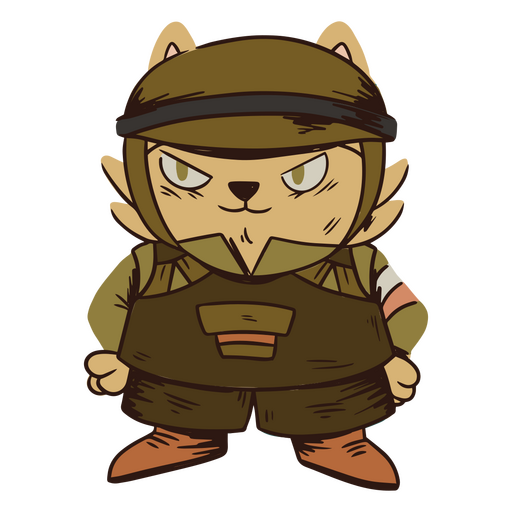 Zeichentrickkatze in Militäruniform PNG-Design