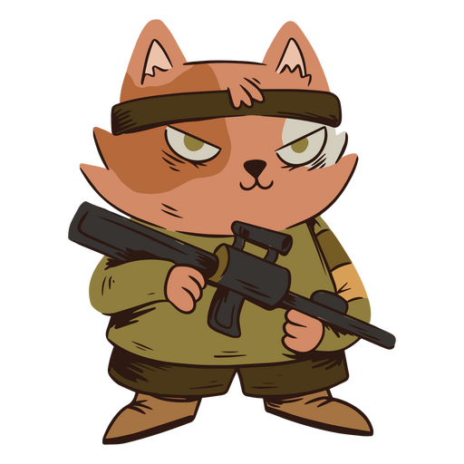 Cartoon cat holding a gun PNG Design