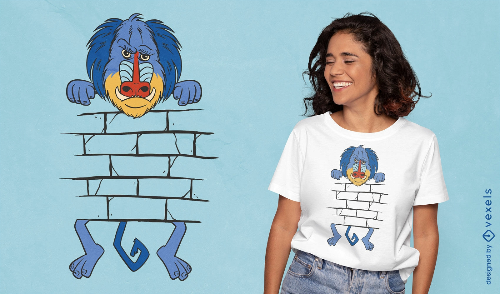 Baboon and wall t-shirt design