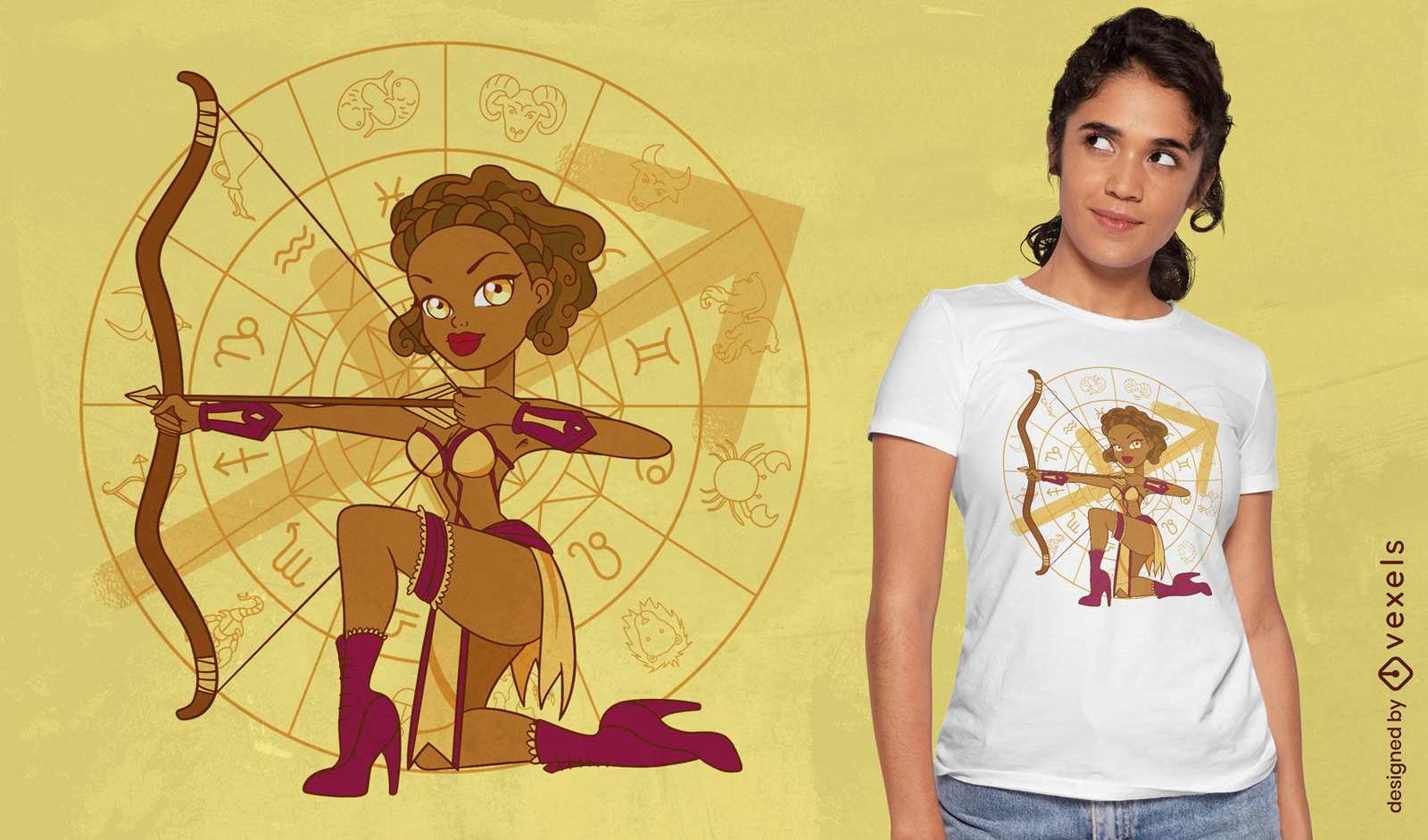 Sagitário pin up girl design de t-shirt