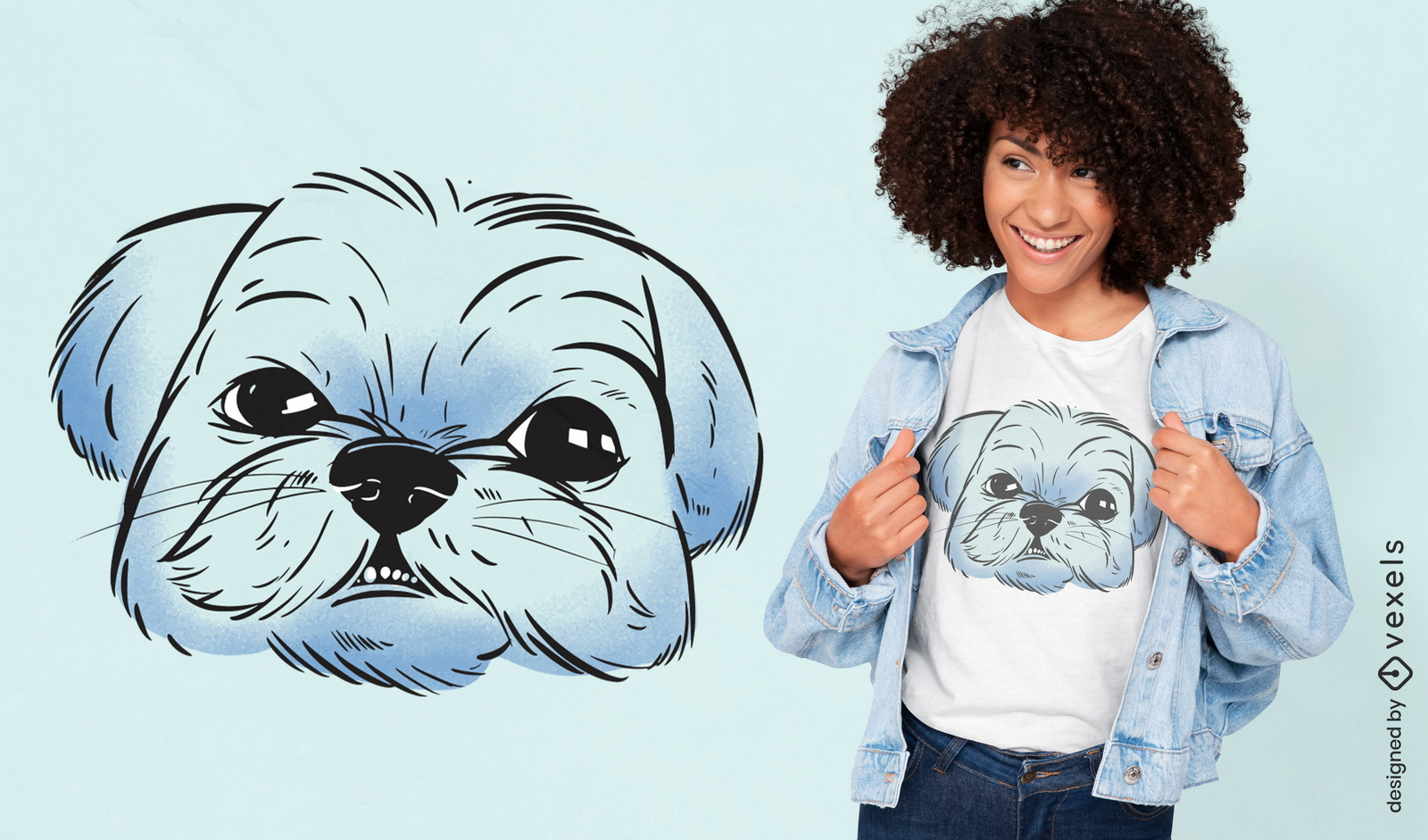 Diseño de camiseta de retrato de perro shih tzu