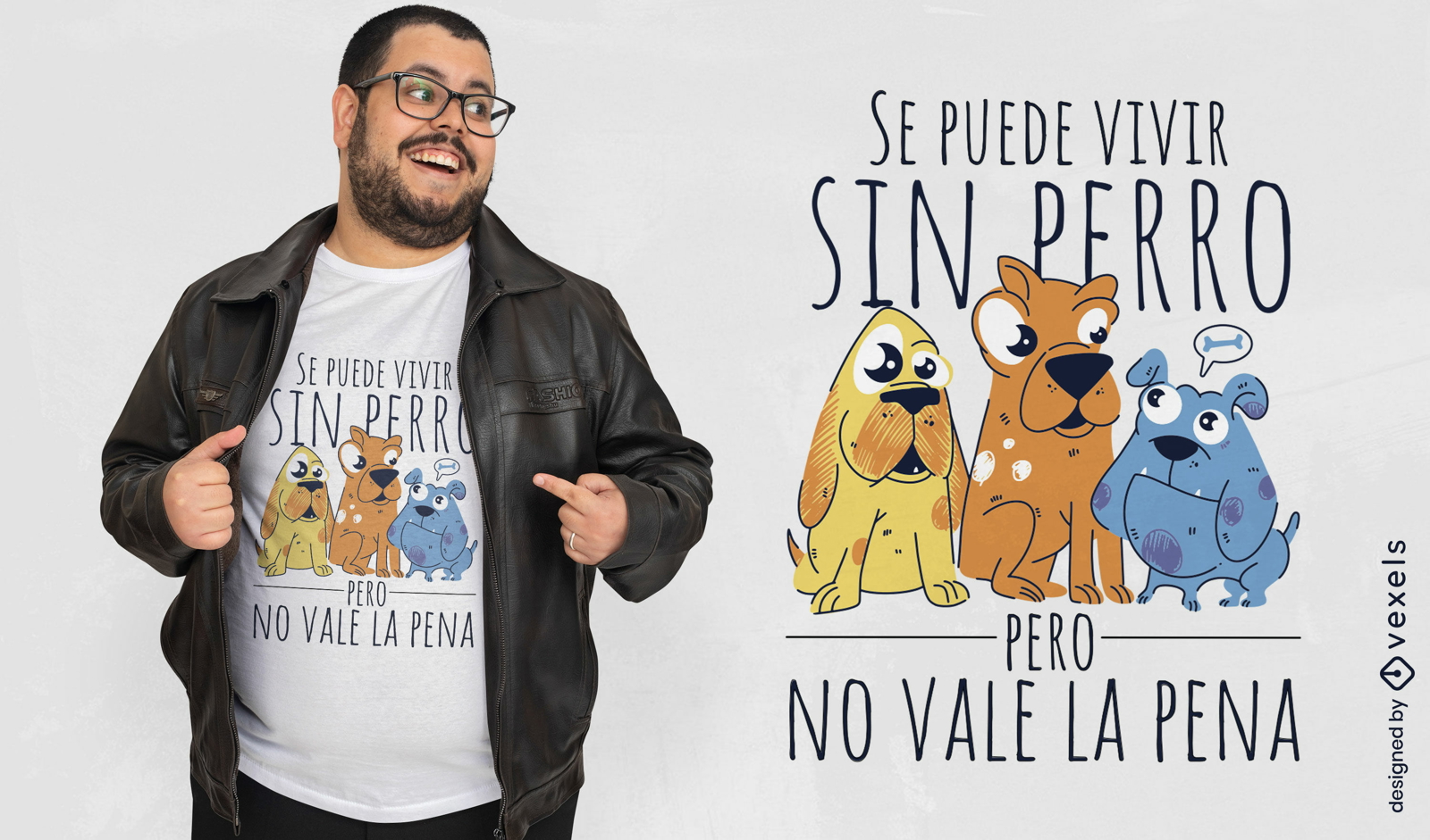Diseño de camiseta de cita de perro de dibujos animados