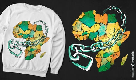 Mapa da África em design de camiseta de correntes