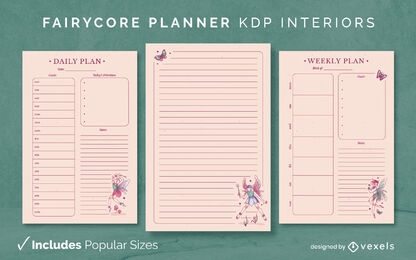 Plantilla de diseño de diario planificador de hadas KDP