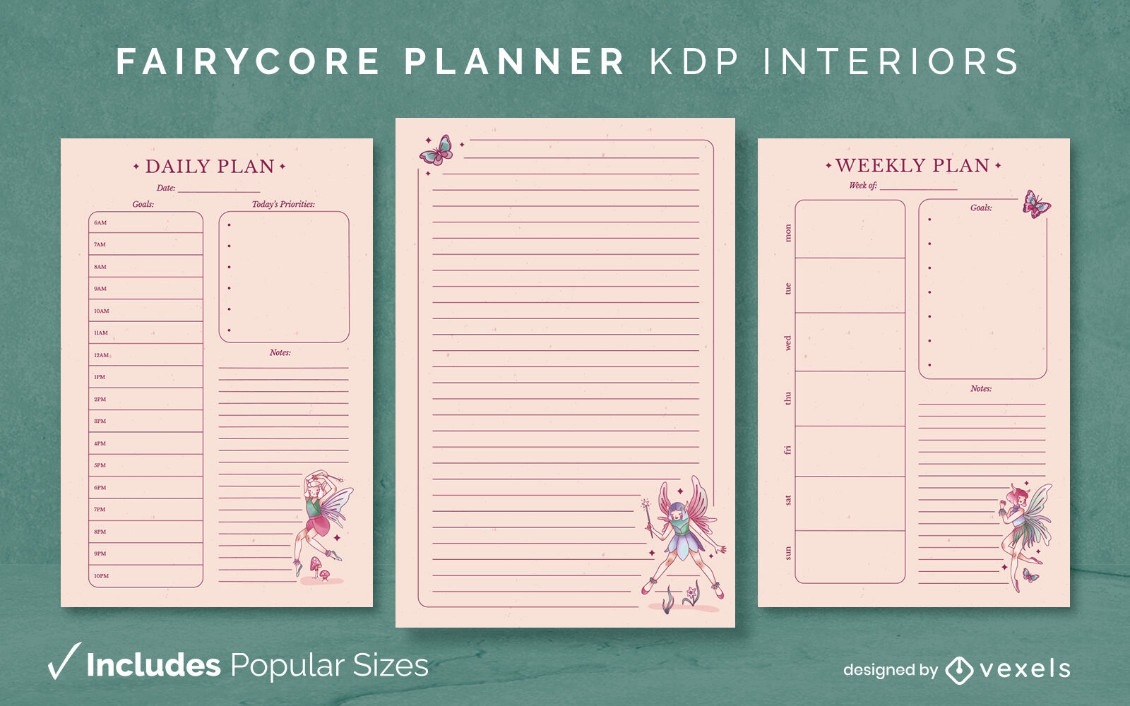 Fairy planner diary design template KDP