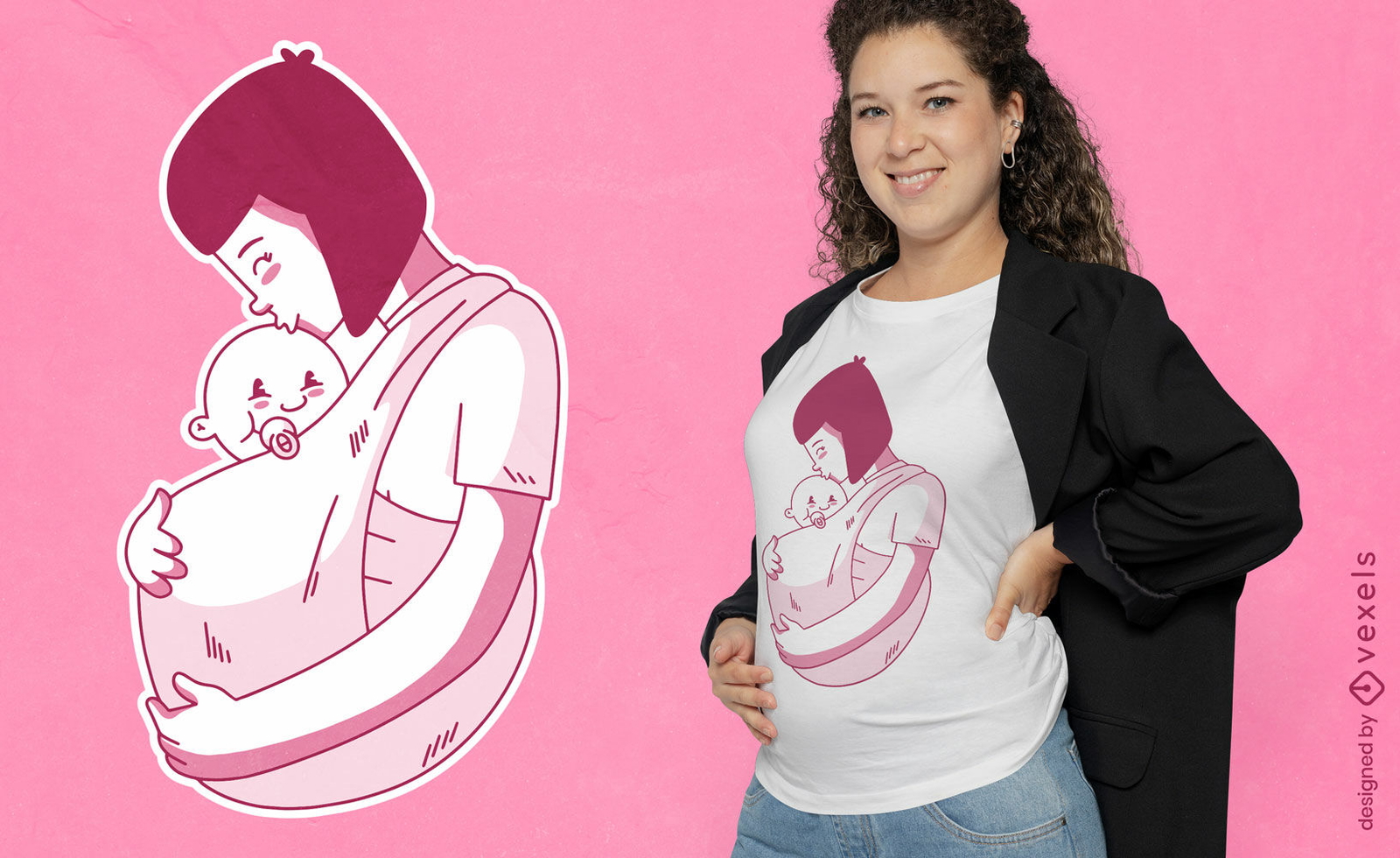 Mutter, die ihr Baby-T-Shirt-Design hält