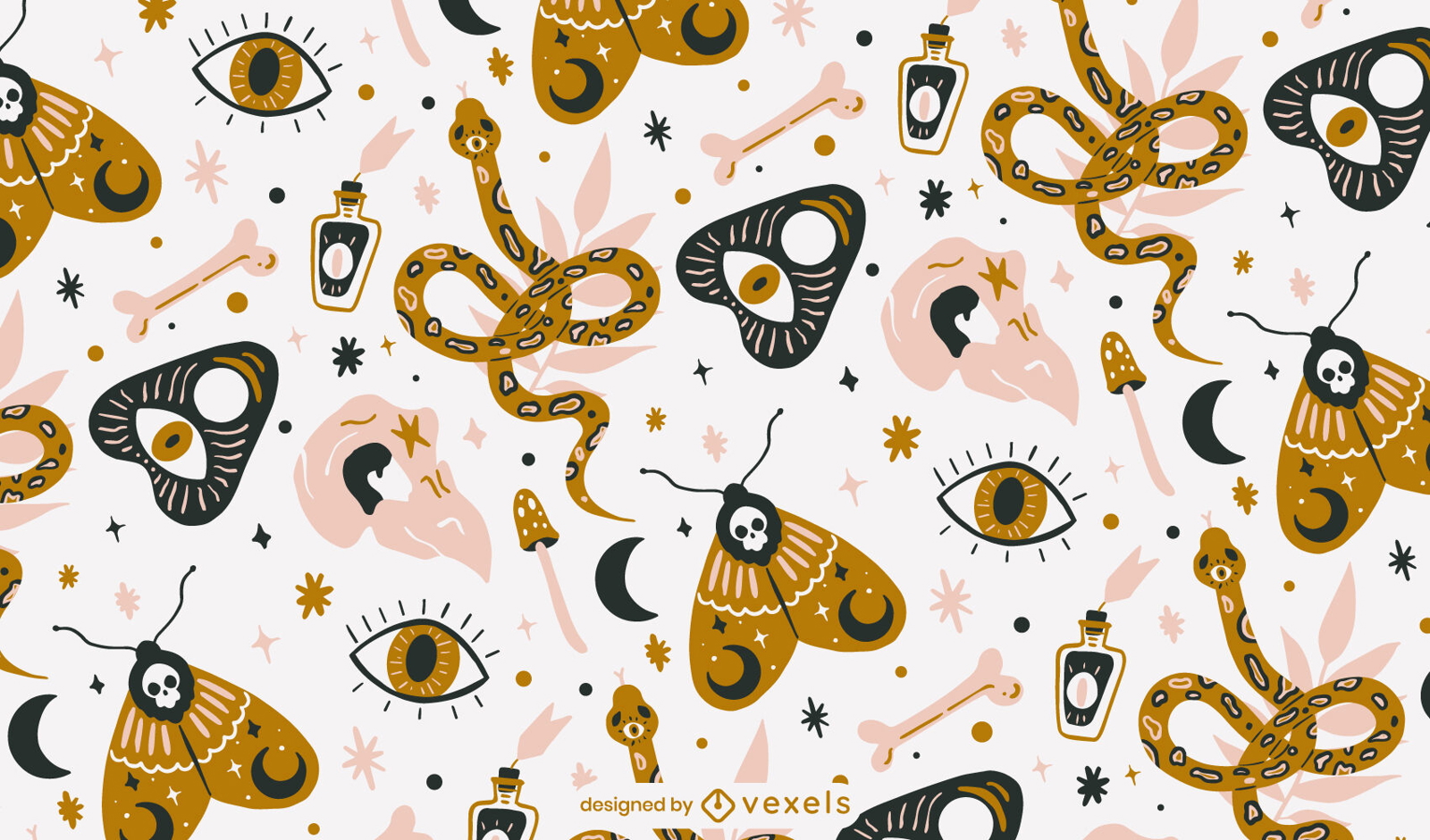 Mystic boho witch pattern design