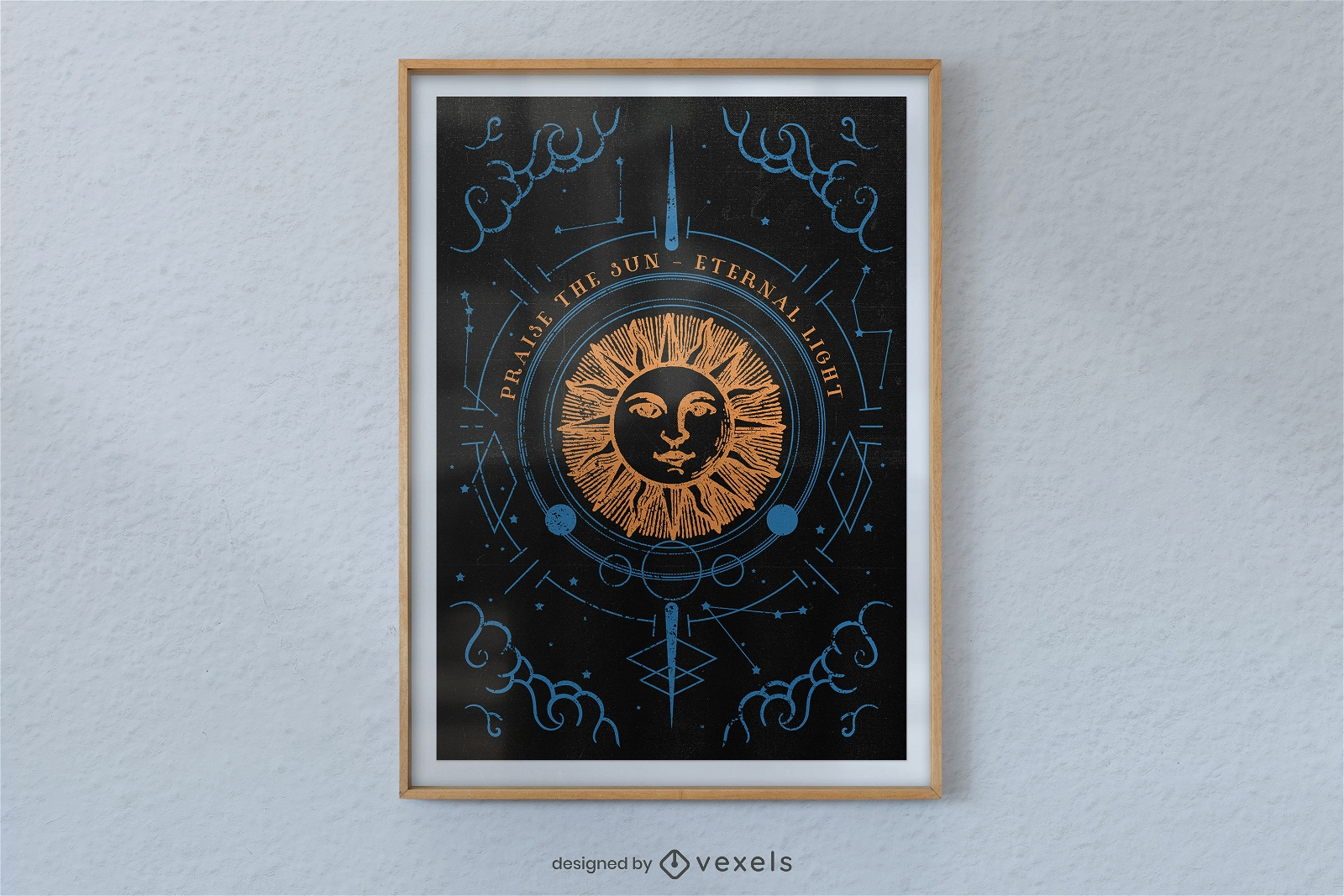 Sun line art mystical poster design