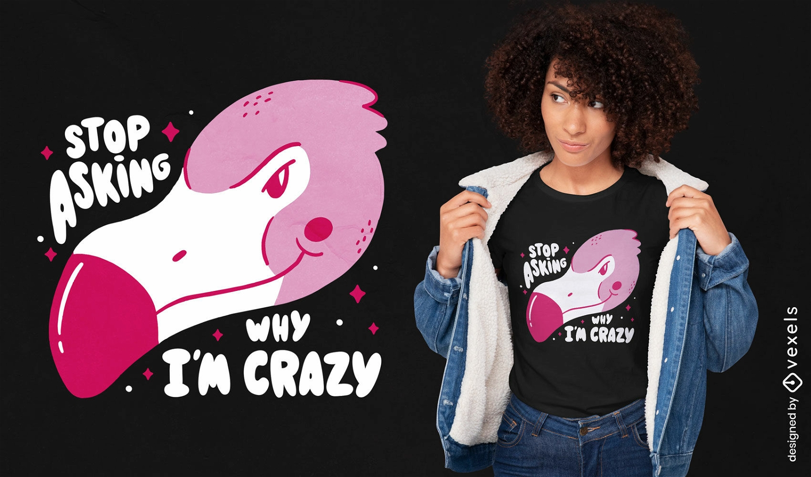 Crazy flamingo head t-shirt design
