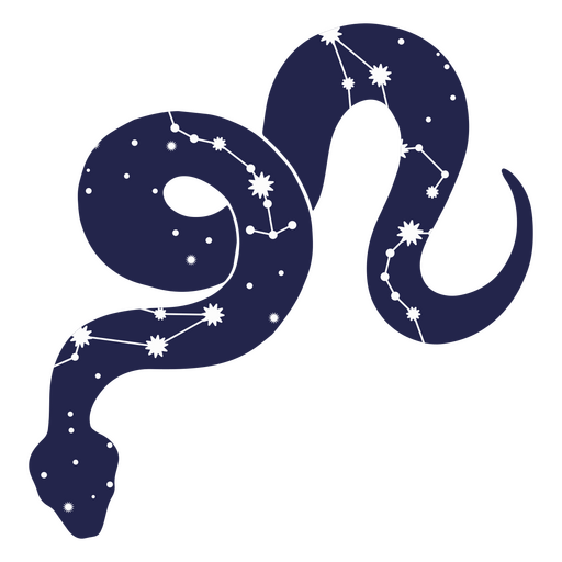 Serpiente con estrellas y constelaciones. Diseño PNG