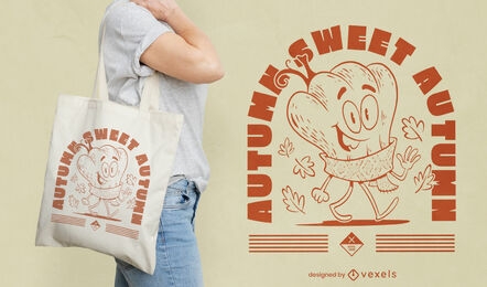 Design de sacola de desenho animado de outono doce