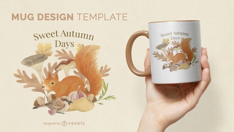 Sweet autumn squirrel mug design