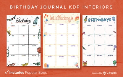 Child birthday diary template KDP interior design