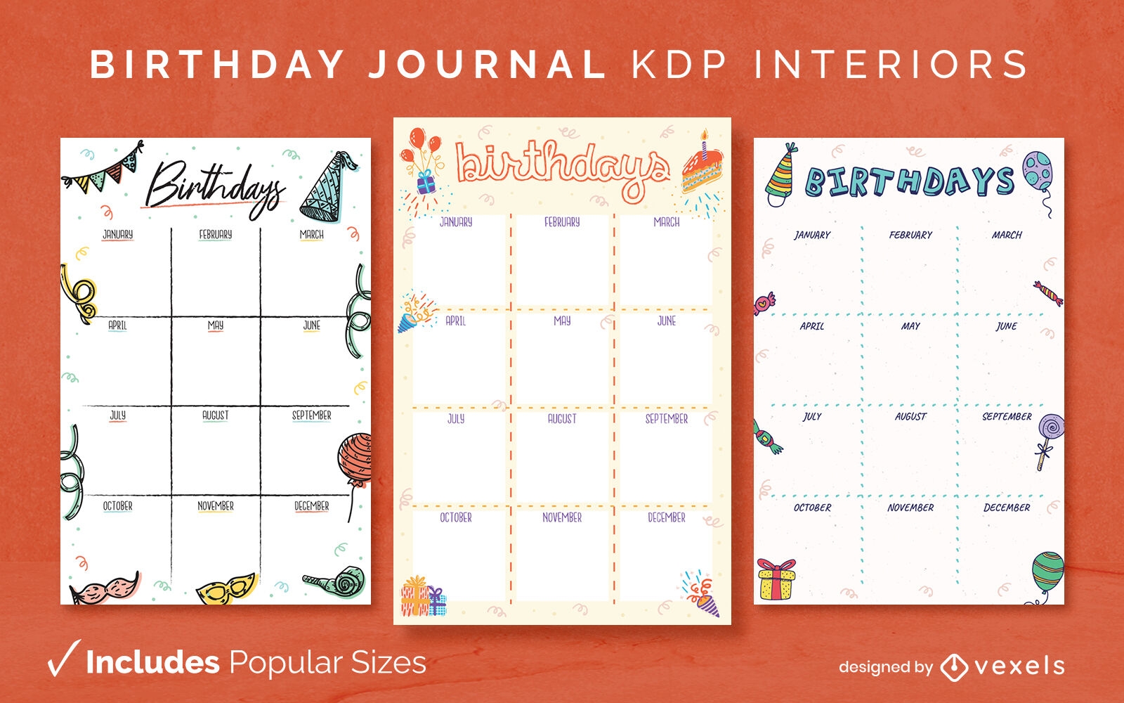 Modelo de diário de aniversário infantil KDP design de interiores