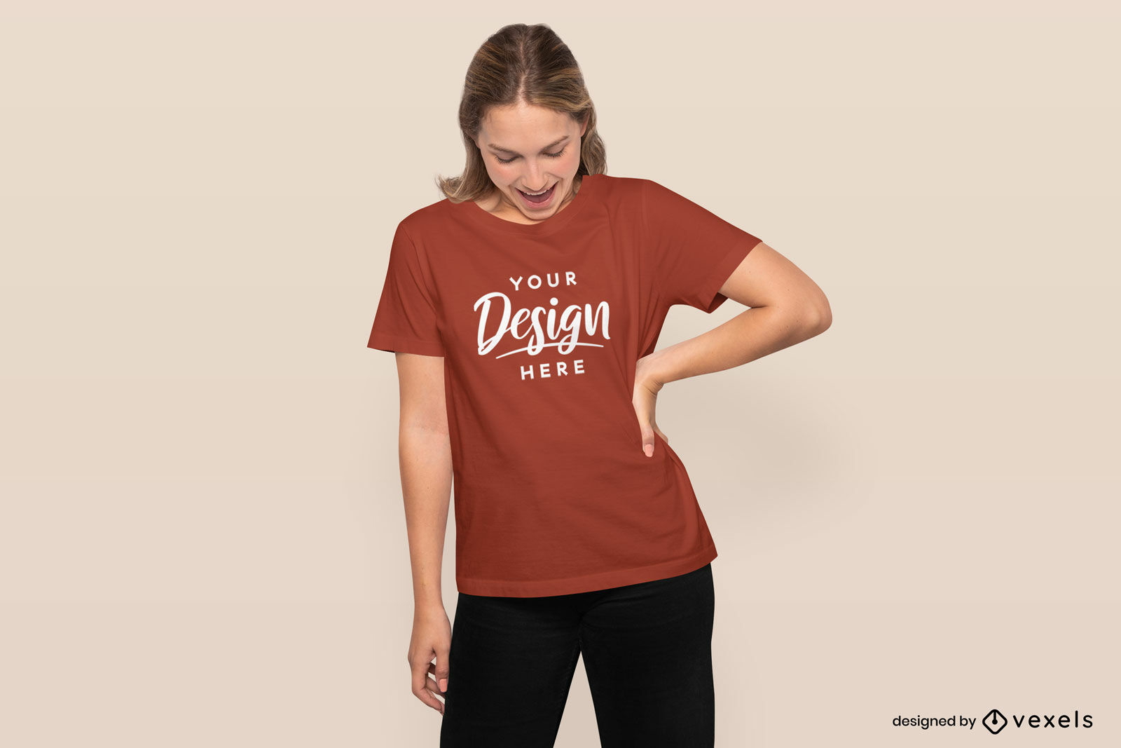 Young girl posing in t-shirt mockup