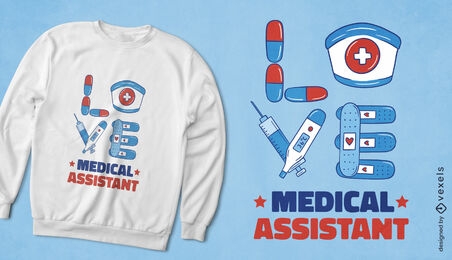 Diseño de camiseta de asistencia médica de asistente médico.