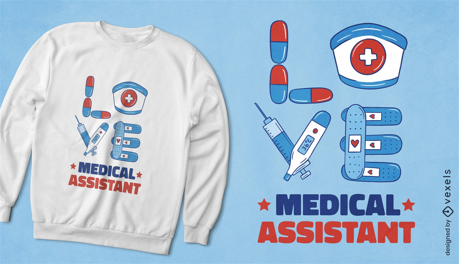 Design de t-shirt de assistência médica assistente