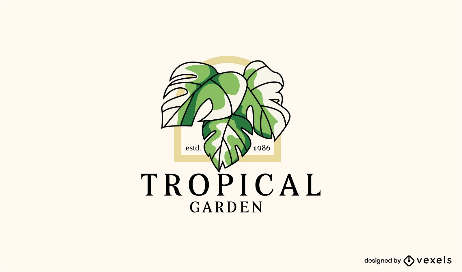 Modelo de logotipo de folhas de palmeira tropical
