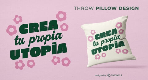 Design de almofadas com citação em espanhol Utopia
