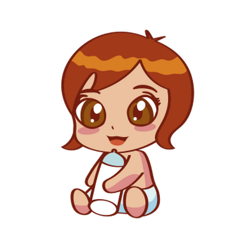 Adorable baby girl with bottle PNG Design