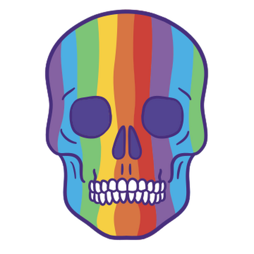 color stroke rainbow skull PNG Design