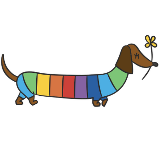 Trazo de color lindo perro arcoiris Diseño PNG