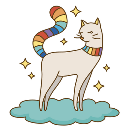 Trazo de color gato arcoiris m?gico Diseño PNG