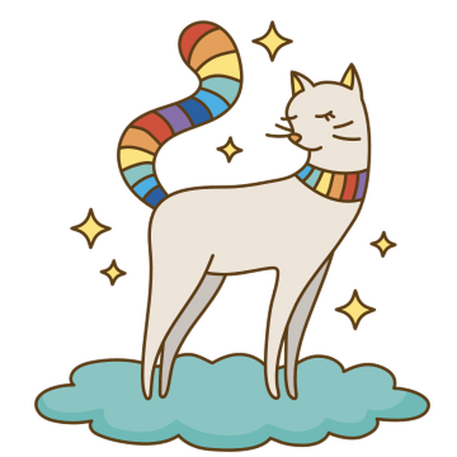 Trazo de color gato arcoiris mágico Diseño PNG