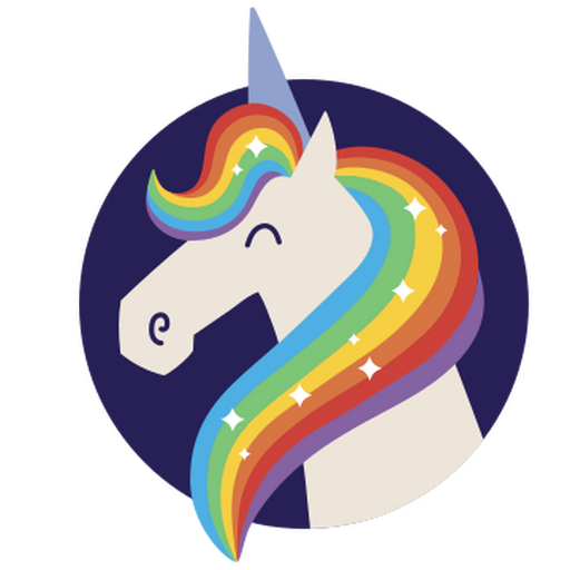 Semi-flat rainbow unicorn PNG Design